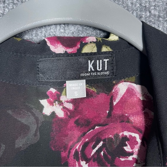 KUT From The Kloth Black Sheer Floral Button Down Long Sleeve 90s Y2K Small - Picture 7 of 10
